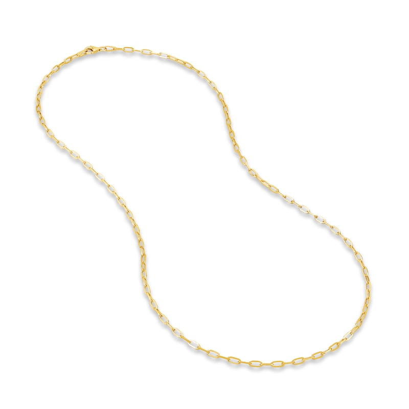 Solid Paperclip Chain Necklace 14K Yellow Gold 20" 2.5mm