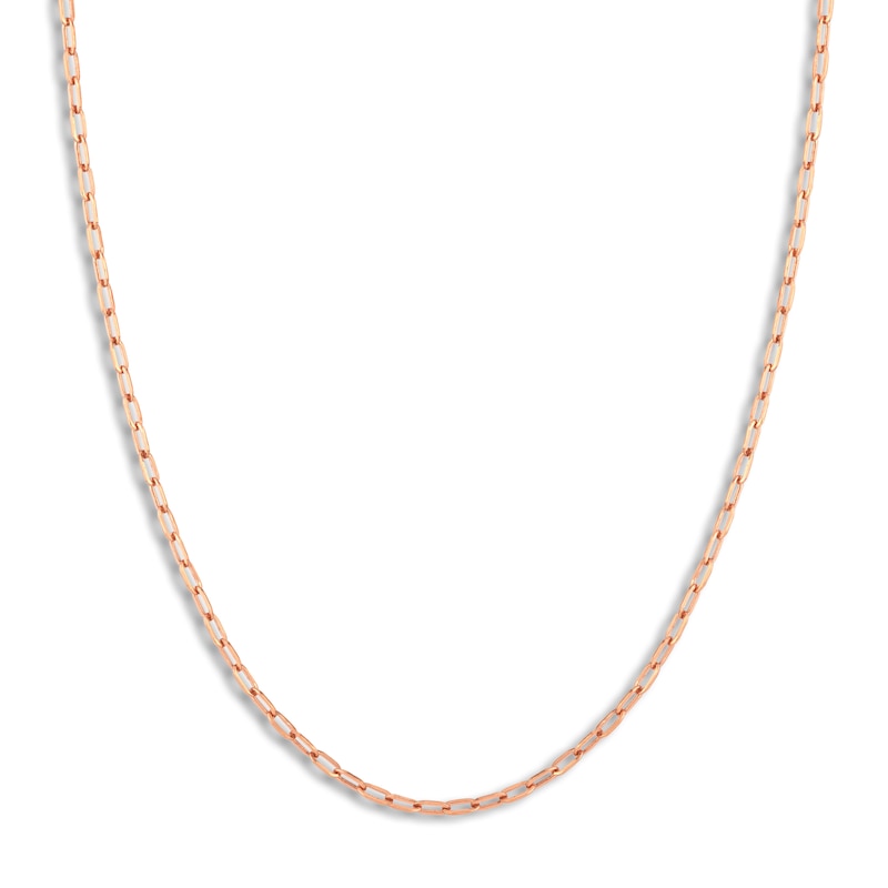 Solid Paperclip Chain Necklace 14K Rose Gold 24" 2.5mm