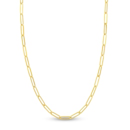 Hollow Paper Clip Chain Necklace 14K Yellow Gold 20&quot; 5mm