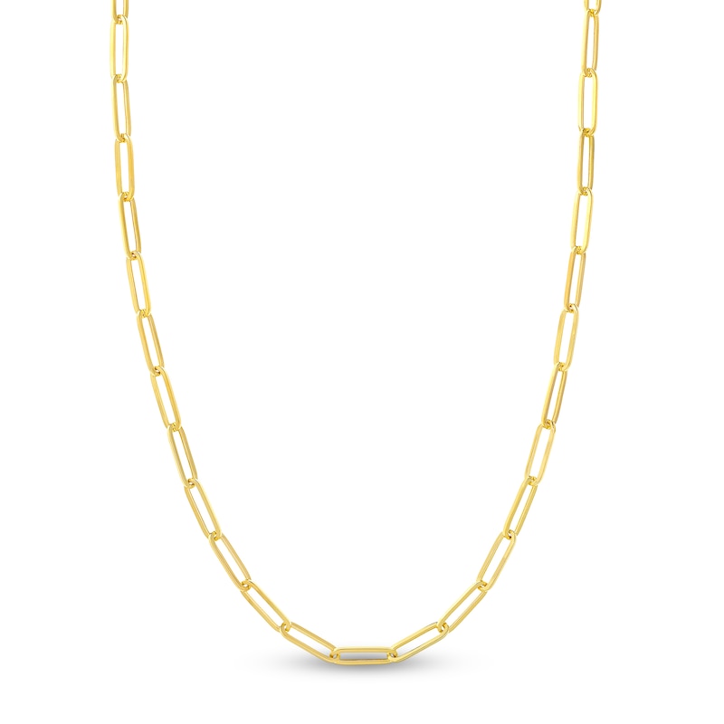 Hollow Paper Clip Chain Necklace 14K Gold 24" 5mm