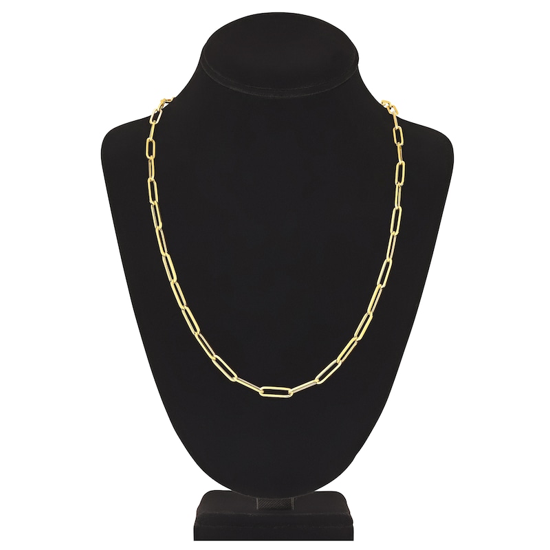 Main Image 4 of Hollow Paper Clip Chain Necklace 14K Yellow Gold 24&quot; 5mm