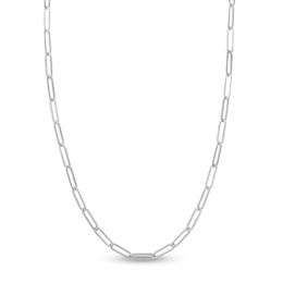 Hollow Paper Clip Chain Necklace 14K White Gold 18&quot; 5mm