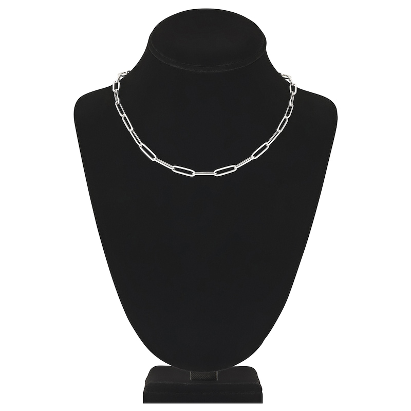 Main Image 4 of Hollow Paper Clip Chain Necklace 14K White Gold 18&quot; 5mm