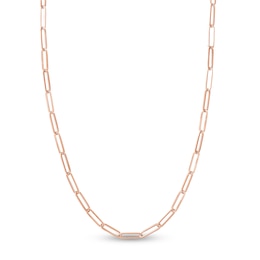 Hollow Paper Clip Chain Necklace 14K Rose Gold 20&quot; 5mm