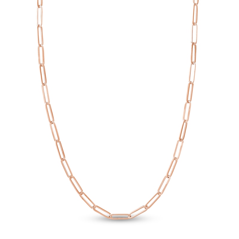 Hollow Paper Clip Chain Necklace 14K Rose Gold 20" 5mm