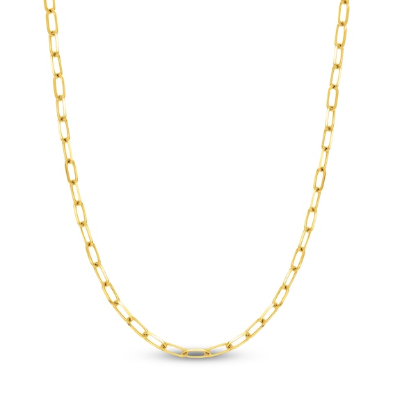 Solid Paperclip Chain Necklace 14K Yellow Gold 18