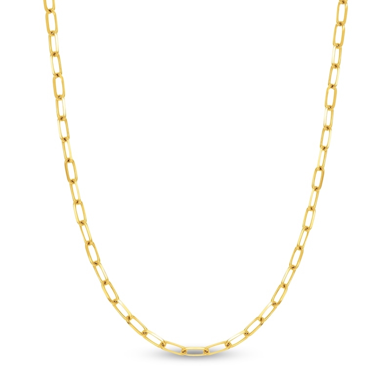 Solid Paperclip Chain Necklace 14K Gold 24" 5.25mm