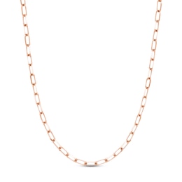 Solid Paperclip Chain Necklace 14K Rose Gold 24&quot; 5.25mm