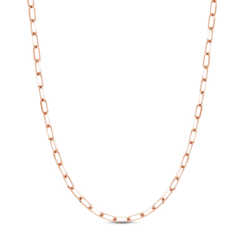 Solid Paperclip Chain Necklace 14K Rose Gold 24" 5.25mm