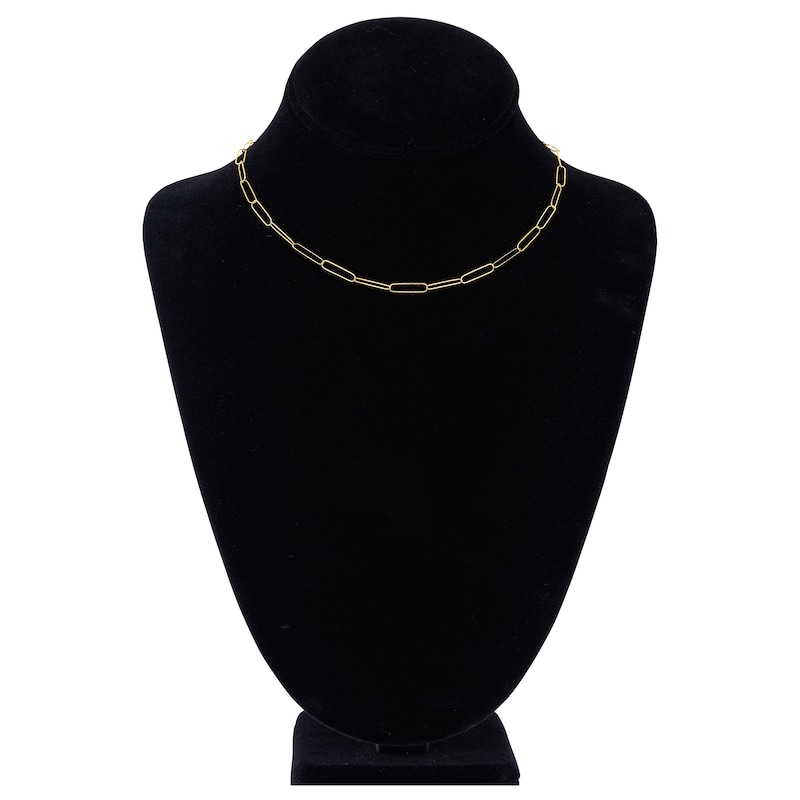 Main Image 4 of Solid Paperclip Chain Necklace 14K Yellow Gold 16&quot; 3.4mm