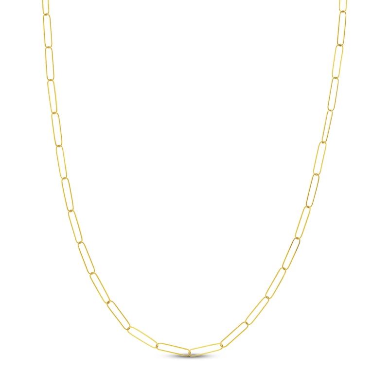 Solid Paperclip Chain Necklace 14K Yellow Gold 18" 3.4mm
