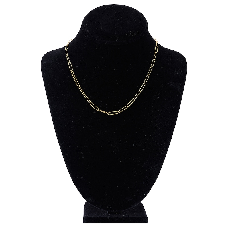 Main Image 4 of Solid Paperclip Chain Necklace 14K Yellow Gold 18&quot; 3.4mm