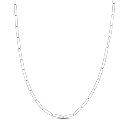 Solid Paperclip Chain Necklace 14K White Gold 16&quot; 3.4mm