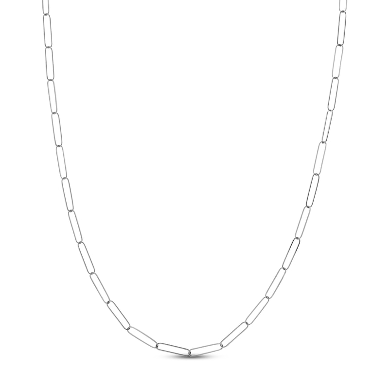 Main Image 1 of Solid Paperclip Chain Necklace 14K White Gold 16&quot; 3.4mm