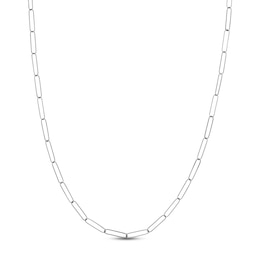 Solid Paperclip Chain Necklace 14K White Gold 18&quot; 3.4mm