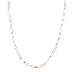 Solid Paperclip Chain Necklace 14K Rose Gold 18&quot; 3.4mm