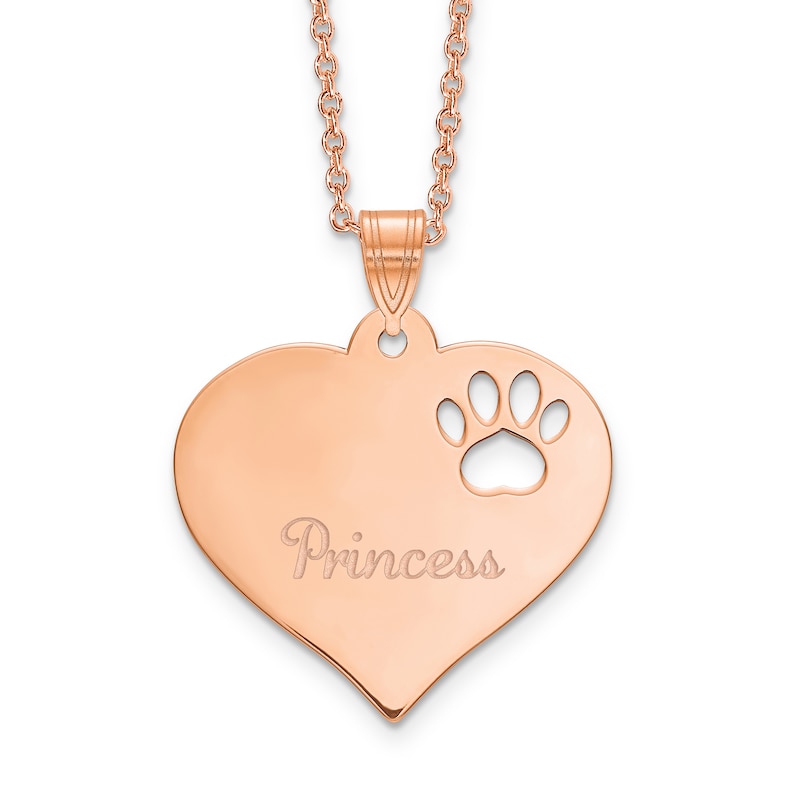 Main Image 1 of Heart with Paw Print Cut Out Pendant 18&quot;