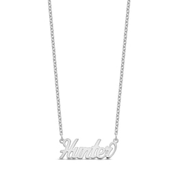 Polished Script Name Plate Necklace Sterling Silver 18&quot;