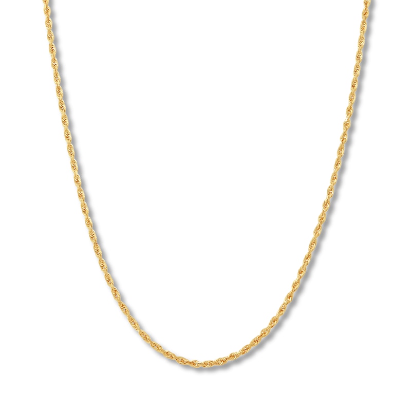 Solid Glitter Rope Necklace 14K Yellow Gold 30" 2.4mm