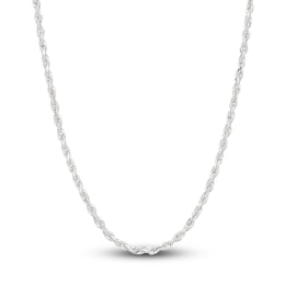 Solid Glitter Rope Necklace 14K White Gold 24&quot; 3mm