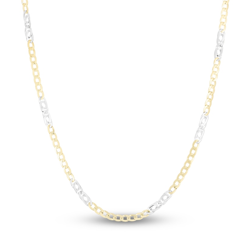 Semi-Solid Curb Link Chain Necklace 14K Two-Tone Gold 24" 3.3mm