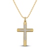 Thumbnail Image 1 of 1933 by Esquire Men's Diamond Cross Necklace 1/5 ct tw Round 14K Yellow Gold-Plated Sterling Silver 22&quot;