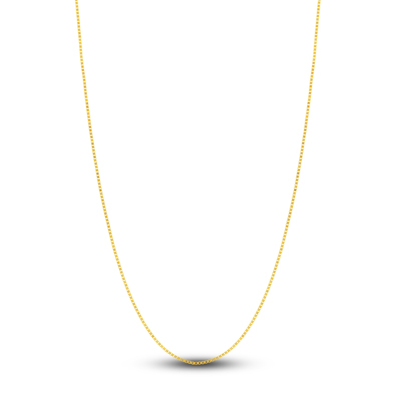 Solid Box Chain Necklace 14K Gold 18" 0.66mm