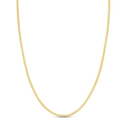 Round Solid Box Chain Necklace 14K Yellow Gold 18&quot; 3.3mm