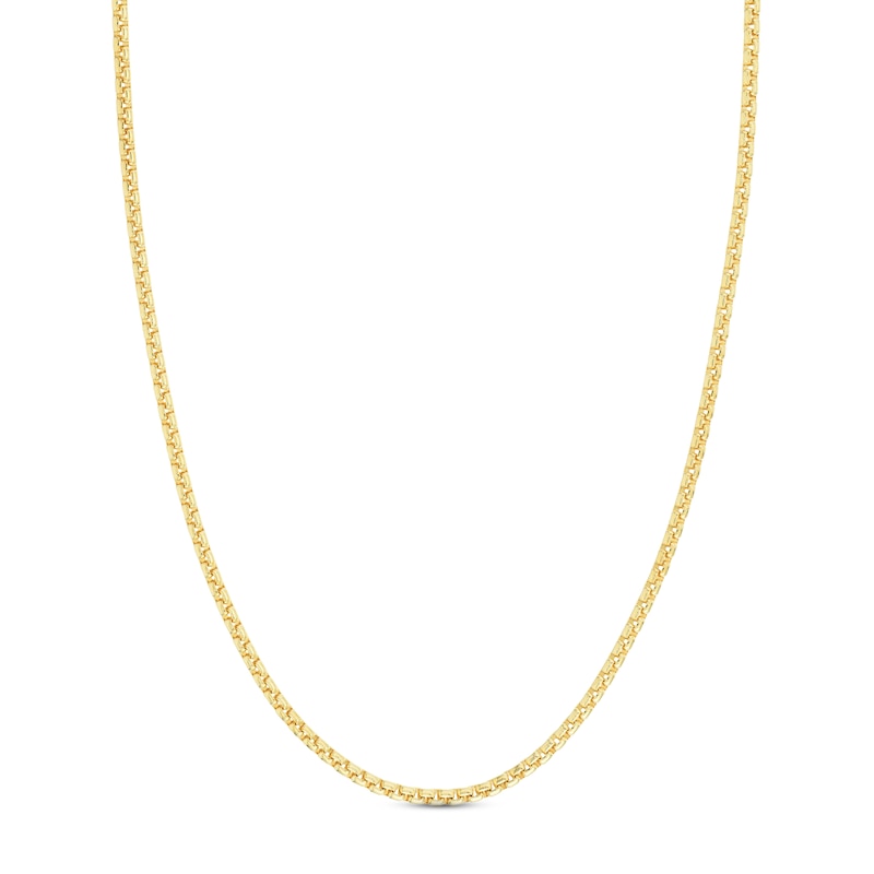 Round Solid Box Chain Necklace 14K Yellow Gold 20" 3.3mm