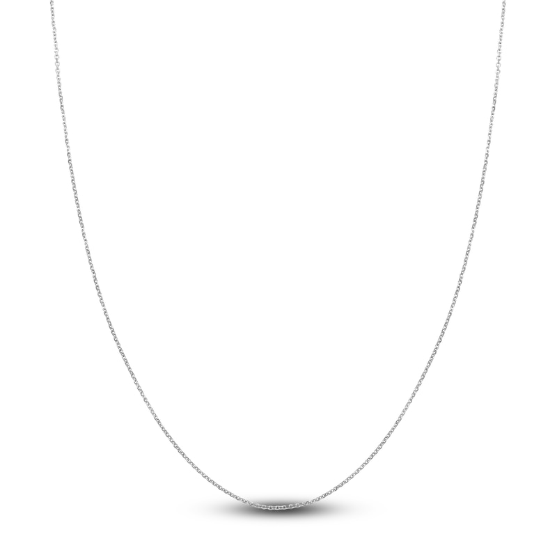 Diamond-Cut Solid Cable Chain Necklace 14K White Gold 16" 1.05mm