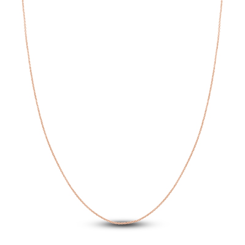 Main Image 1 of Diamond-Cut Solid Cable Chain Necklace 14K Rose Gold 16&quot; 1.05mm