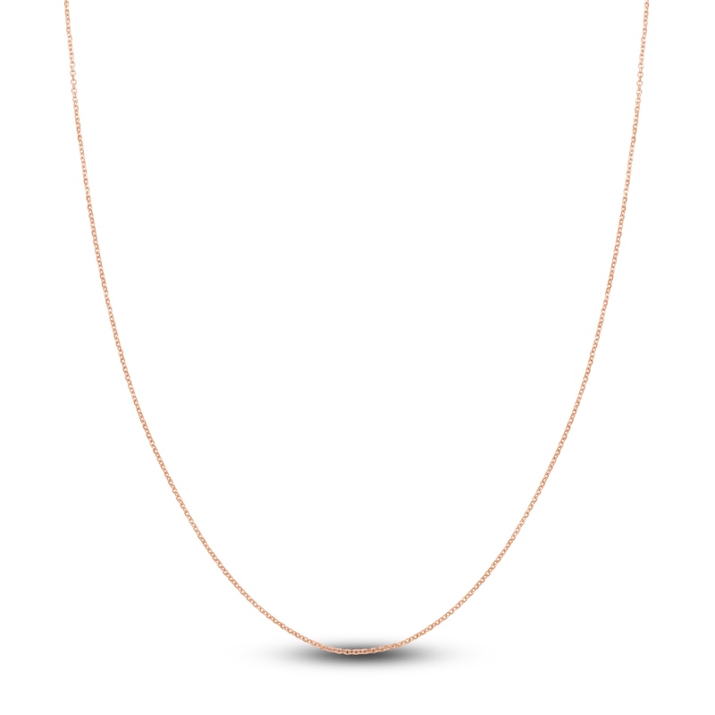 Diamond-Cut Solid Cable Chain Necklace 14K Rose Gold 18" 1.05mm