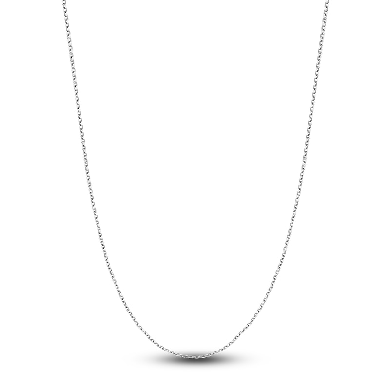 Diamond-Cut Solid Cable Chain Necklace 14K White Gold 24" 1.5mm