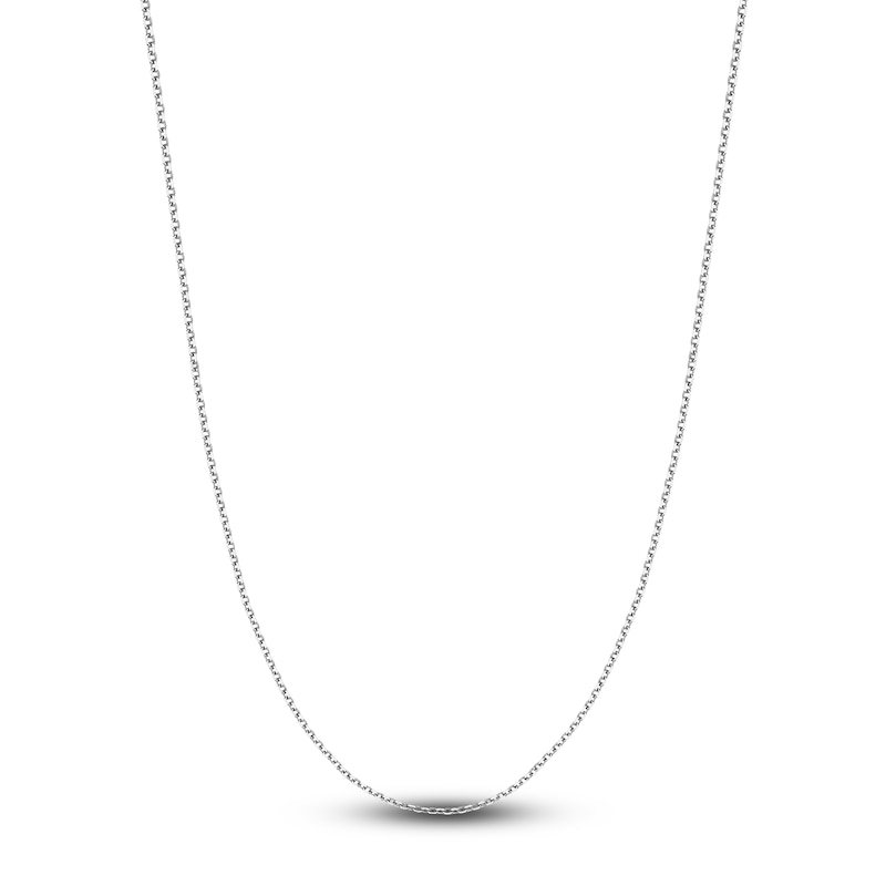 Diamond-Cut Solid Cable Chain Necklace 14K White Gold 30" 1.5mm