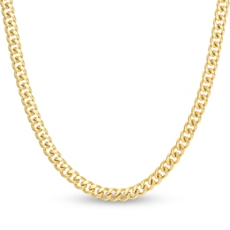 Hollow Curb Link Necklace 14K Yellow Gold 22&quot; 7.4mm