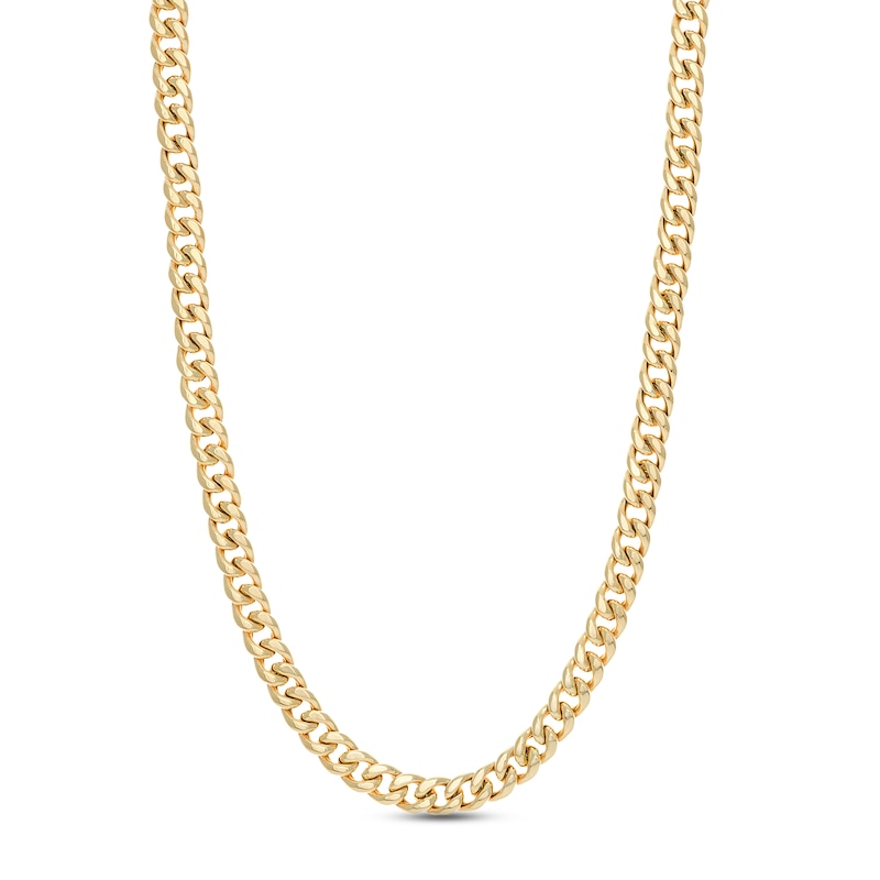 Hollow Curb Link Necklace 14K Yellow Gold 26" 10.5mm