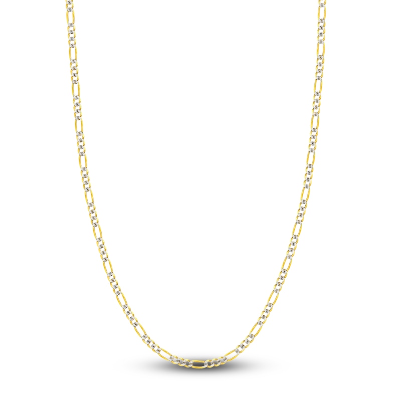 Solid Figaro Chain Necklace 14K Two-Tone Gold 22" 3.9mm