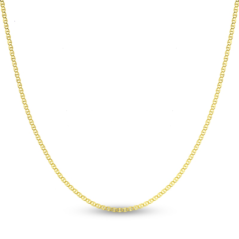 Solid 14K Yellow Gold Mariner Link Chain Flat Mariner Chain 