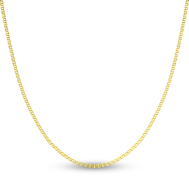Flat Solid Mariner Chain Necklace 14K Yellow Gold 20" 2.2mm