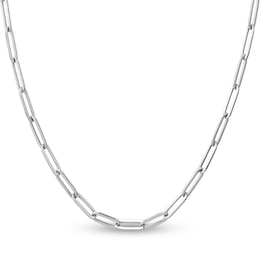 Solid Paperclip Chain Necklace 14K White Gold 16&quot; 3.85mm