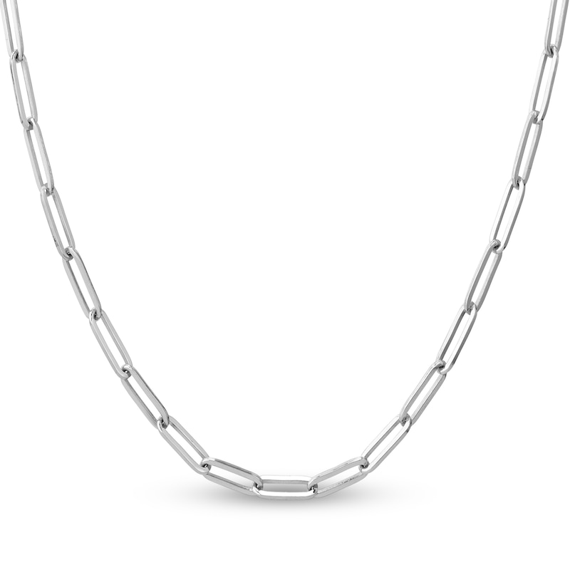 Solid Paperclip Chain Necklace 14K Gold 20" 3.85mm