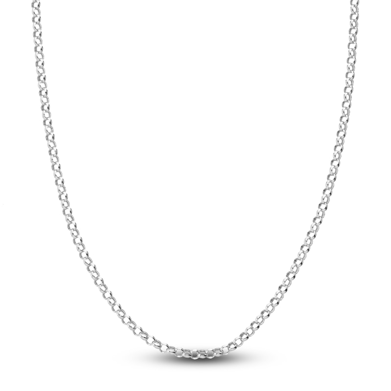 Hollow Rolo Chain Necklace 14K White Gold 18" 3.8mm