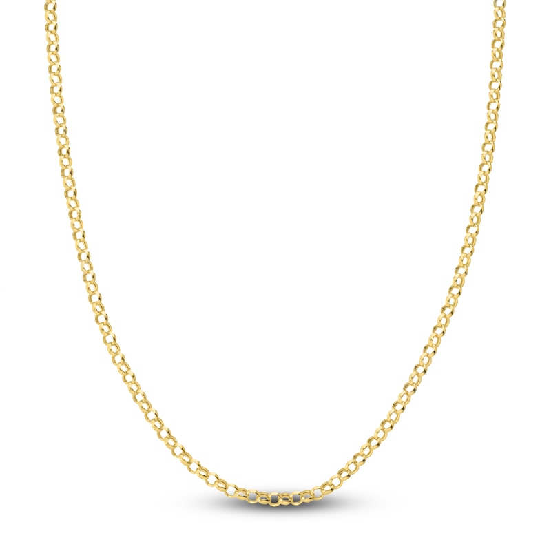 Hollow Rolo Chain Necklace 14K Yellow Gold 16" 3.8mm