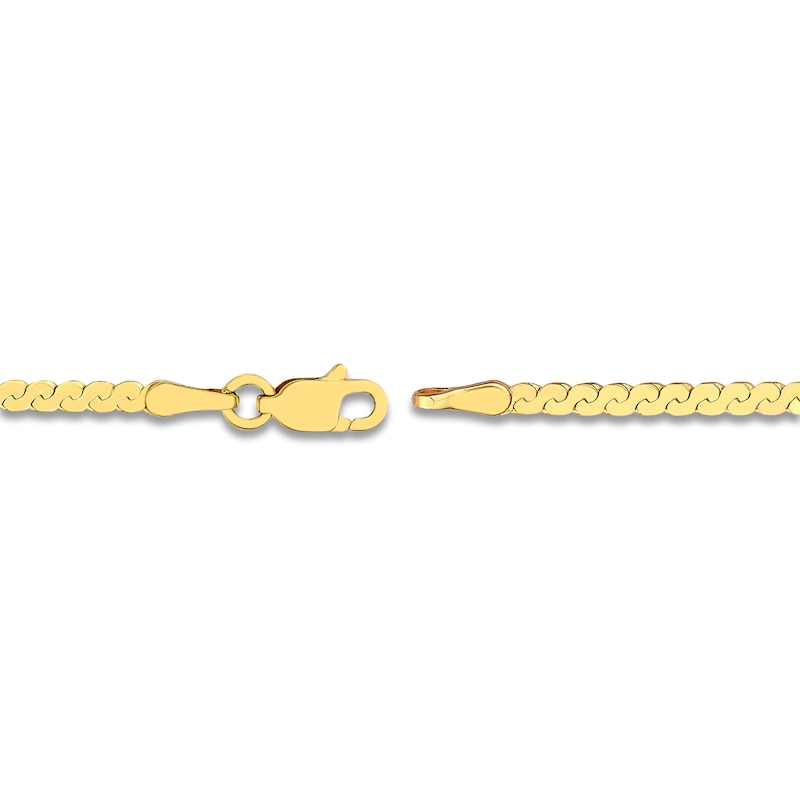 Solid Serpentine Chain Necklace 14K Yellow Gold 16" 2.07mm