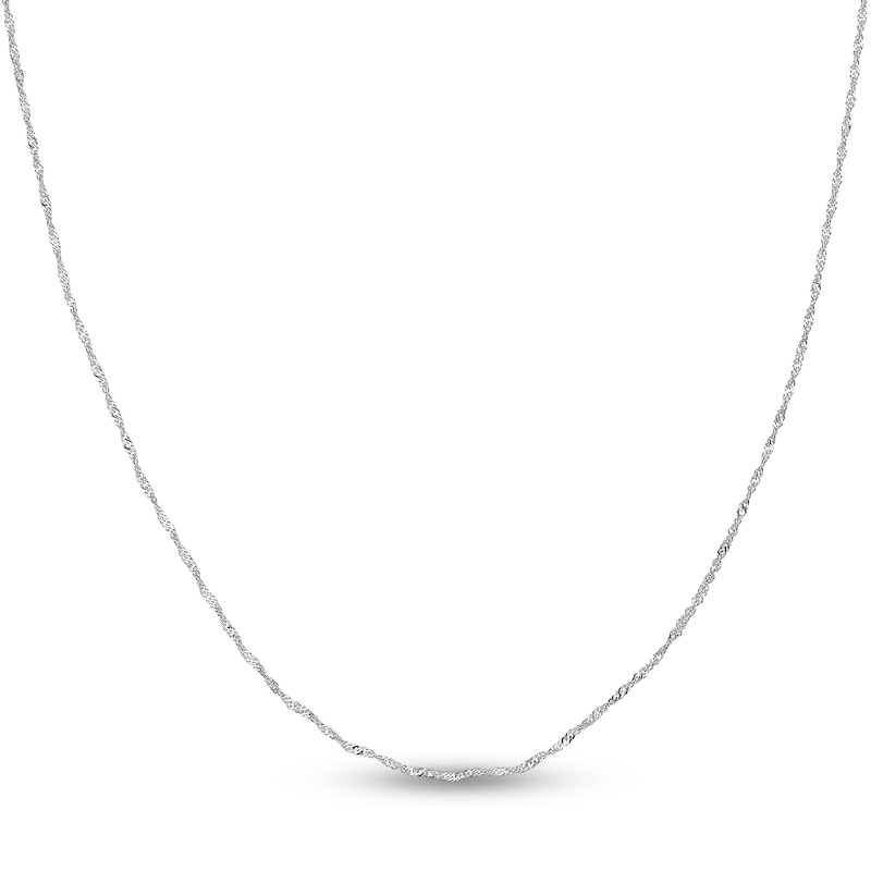 Solid Singapore Chain Necklace 14K Gold 16" 1.15mm