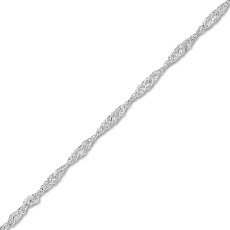 Solid Singapore Chain Necklace 14K White Gold 18" 1.15mm