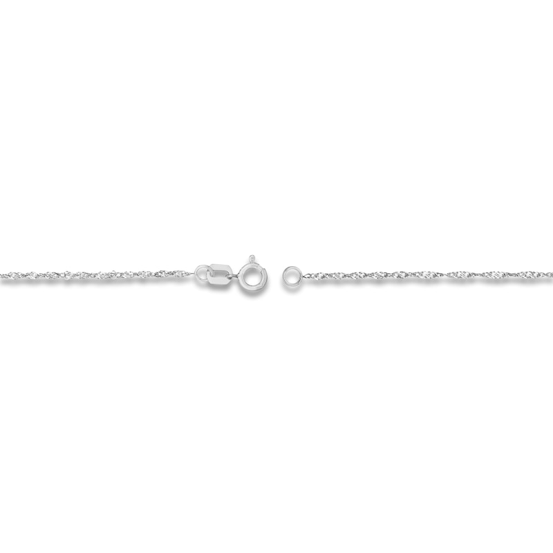 Solid Singapore Chain Necklace 14K White Gold 18" 1.15mm