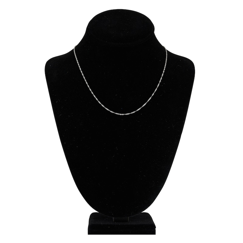 Solid Singapore Chain Necklace 14K White Gold 18" 1.15mm