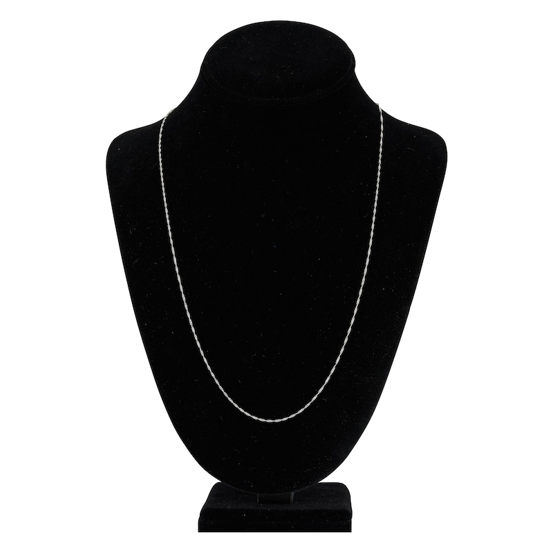 Solid Singapore Chain Necklace 14K White Gold 24" 1.15mm