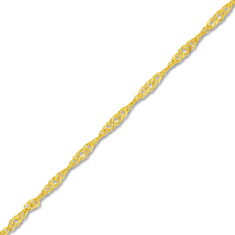 Solid Singapore Chain Necklace 14K Yellow Gold 16" 1.15mm